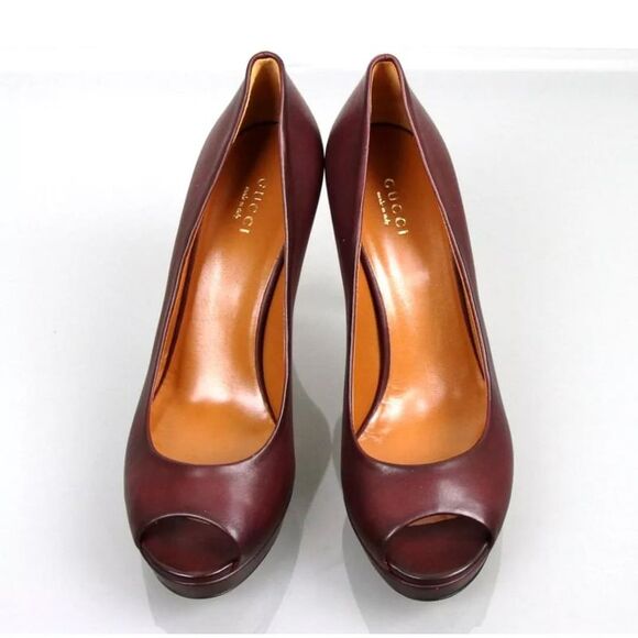 Gucci Betty Open-Toe Platform Pump SHOES Plum 8 - Picture 3 of 8